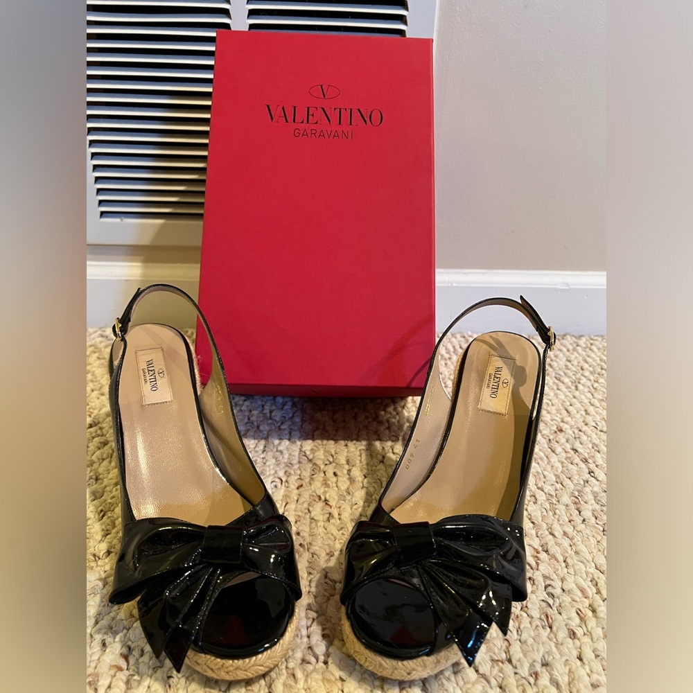 Valentino Black Patent Leather Wedges - European size 41